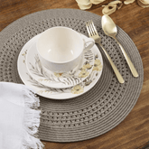 Jogo Americano Redondo Avulso Luna Tressê Taupe 38cm - Ela Decora